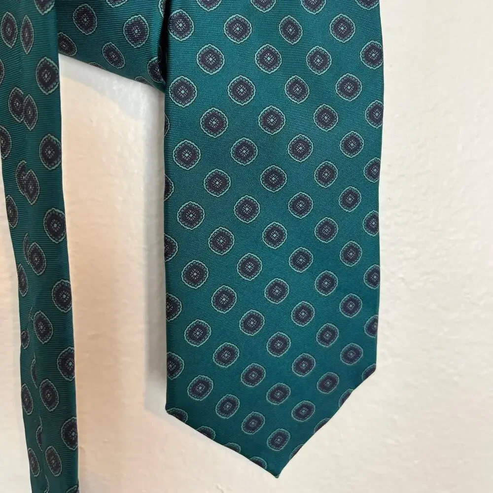 Pierre Balmain Printed Dotted Teal Italian Silk Men's Necktie